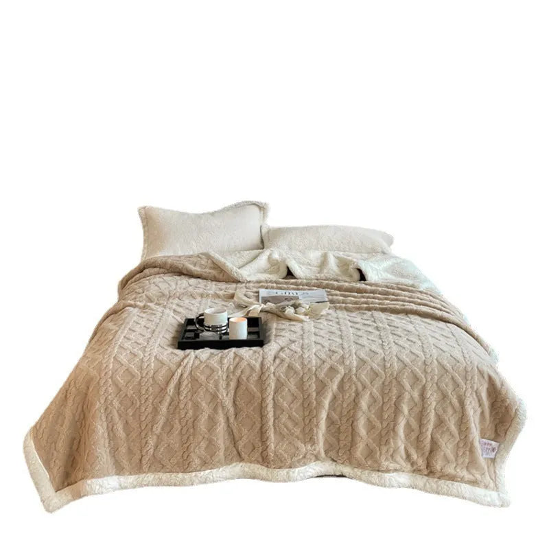 Polyester thermal flannel blanket 180x200cm in tea green colour
