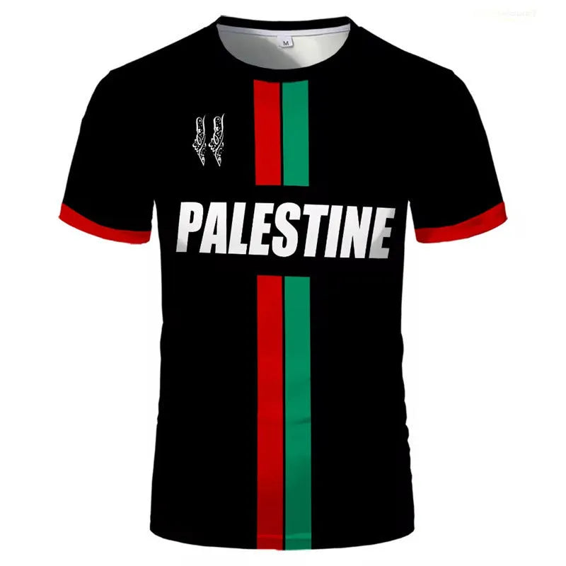 Black football t-shirt with 3D printed pattern design showing dimensional graphic elements on spandex fabric