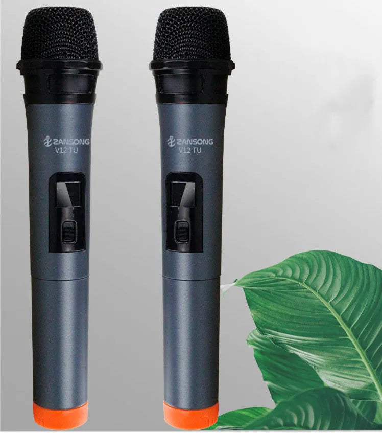 ZANSONG V12 black dynamic handheld microphone with USB receiver and audio cable
