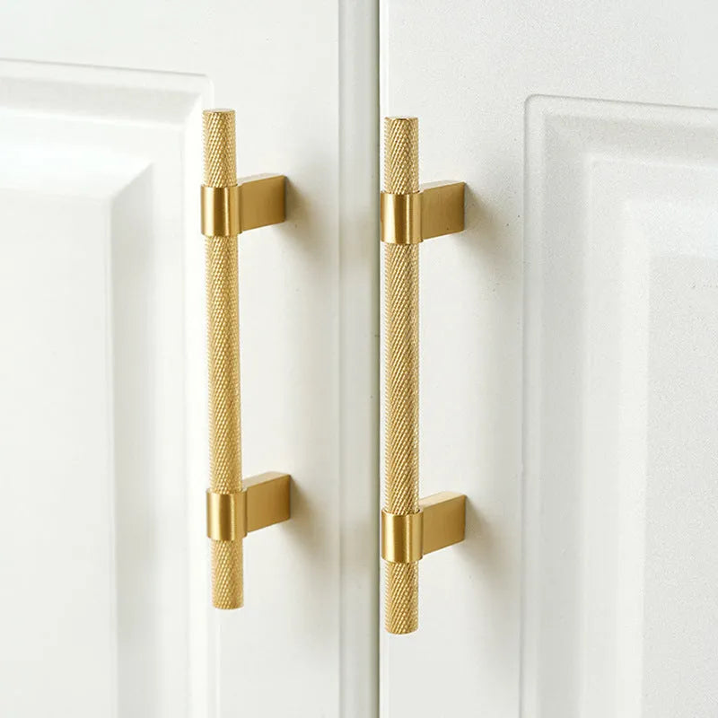 Brass knurled cabinet handle for wardrobe drawer cupboard with polished brushed sealing glaze finish