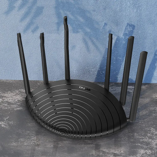 Black AC1900 gigabit wireless router with fixed design and status display lights