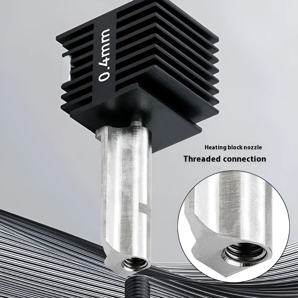 A1 Mini 3D printer hardened steel hot end nozzle assembly with black silicone sleeve