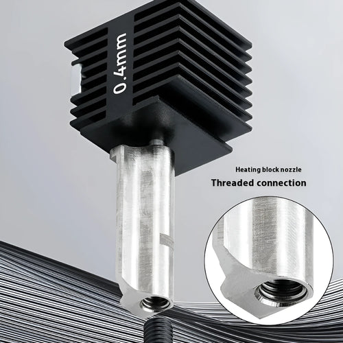 A1 Mini 3D printer hardened steel hot end nozzle assembly with black silicone sleeve