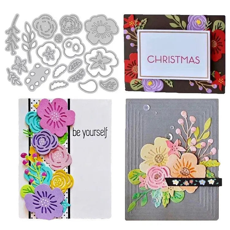 Silver carbon steel flower knife mould for paper cutting measuring 14.3 by 9.9 centimetres