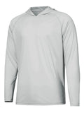 Long-sleeved hooded outdoor top in a solid colour for fishing and climbing with UV protection.