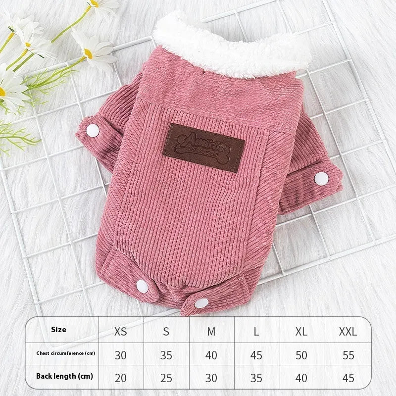 Lambswool grey fleece-lined dog vest for autumn and winter pet warmth