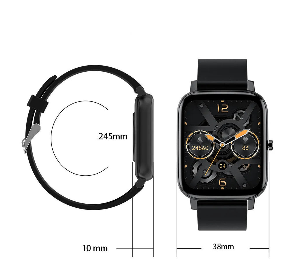 H80 black smartwatch with ECG and blood oxygen monitoring on a silicone strap
