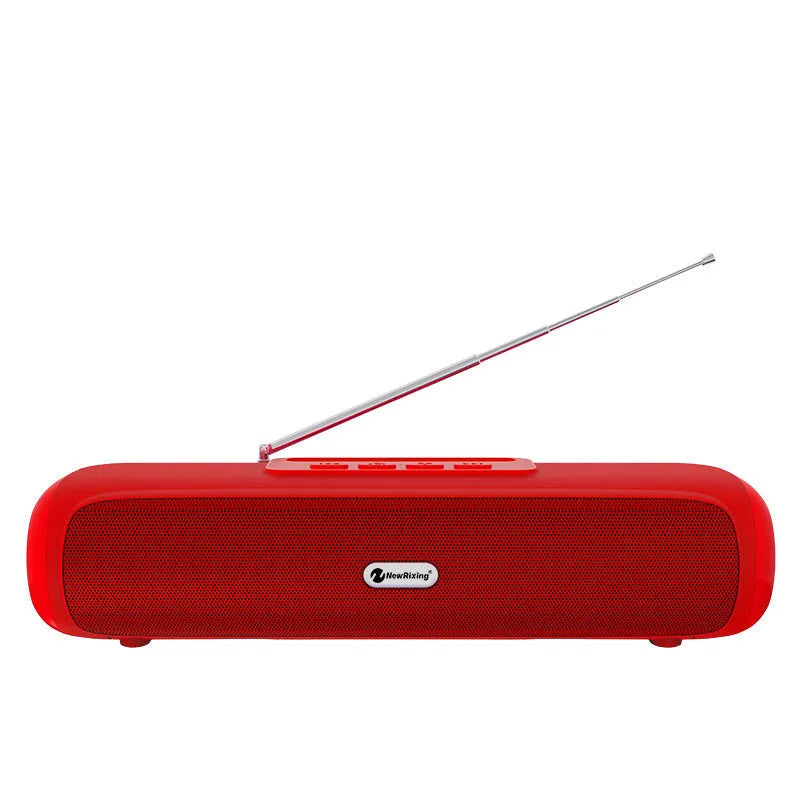 Desktop wireless long strip subwoofer speaker in black, blue, red, or silver grey with 5W power and 10m wireless range