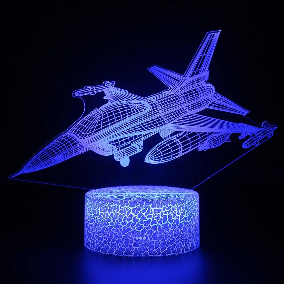 Cartoon airplane night light with acrylic shade and touch control.