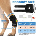 Black polyester dog leg guard with adjustable straps for ACL and joint support