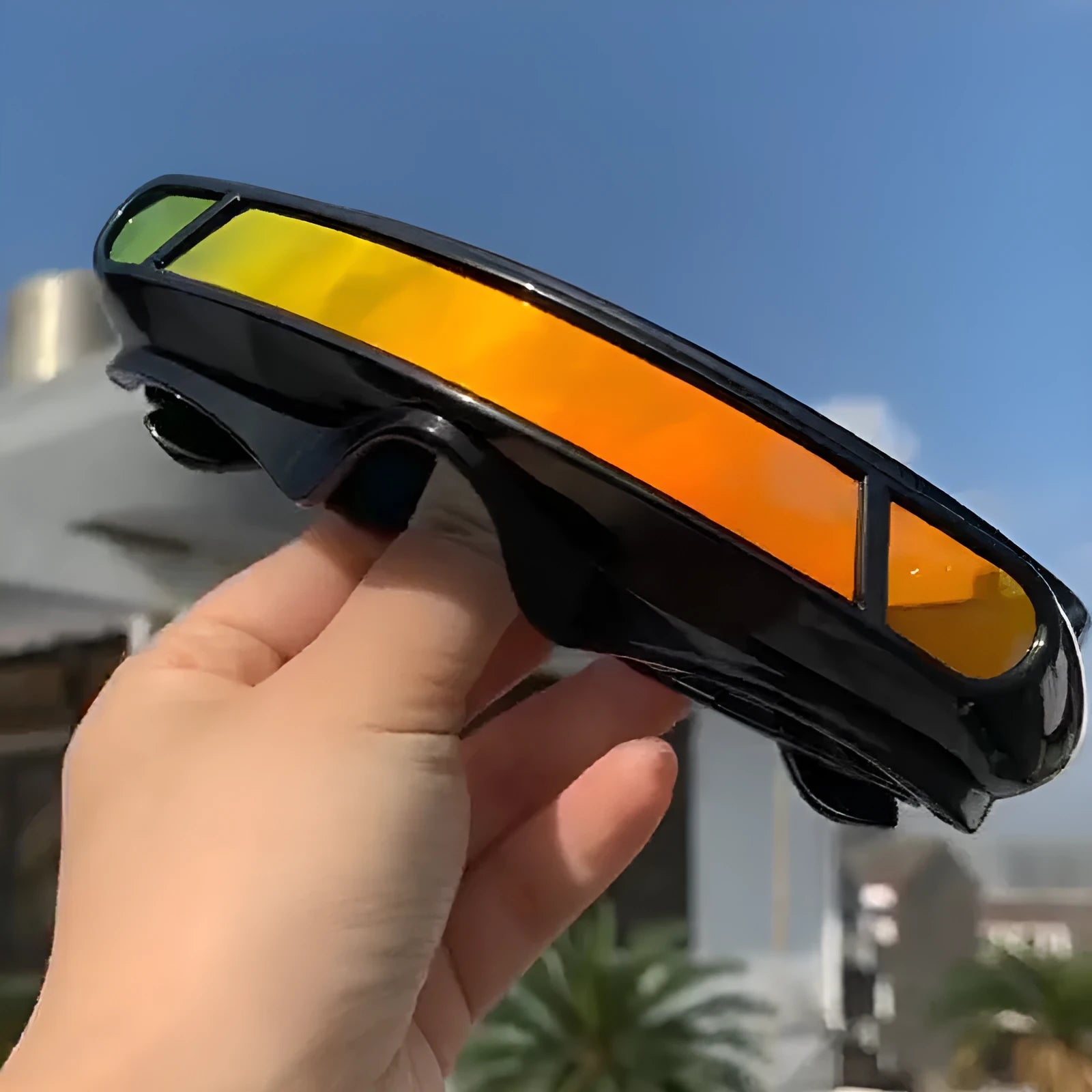 Polarised sports sunglasses with full rim black frame and coloured lens options