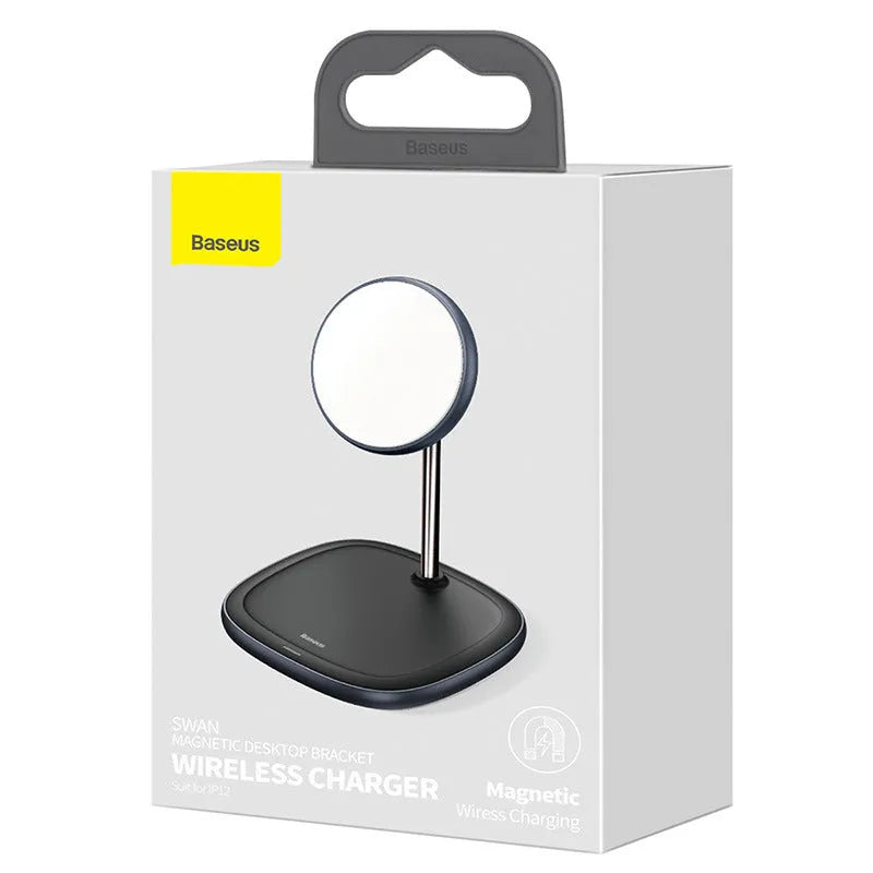 Apple magnetic wireless charging stand for iPhone 12 series in black colour with Type-C cable