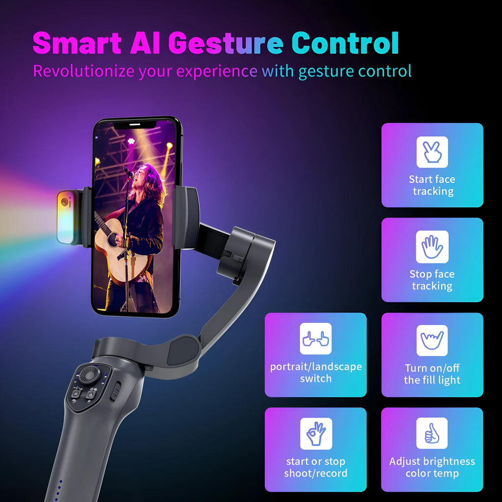 Foldable handheld stabiliser head in L7Cpro gun colour with USB charging port