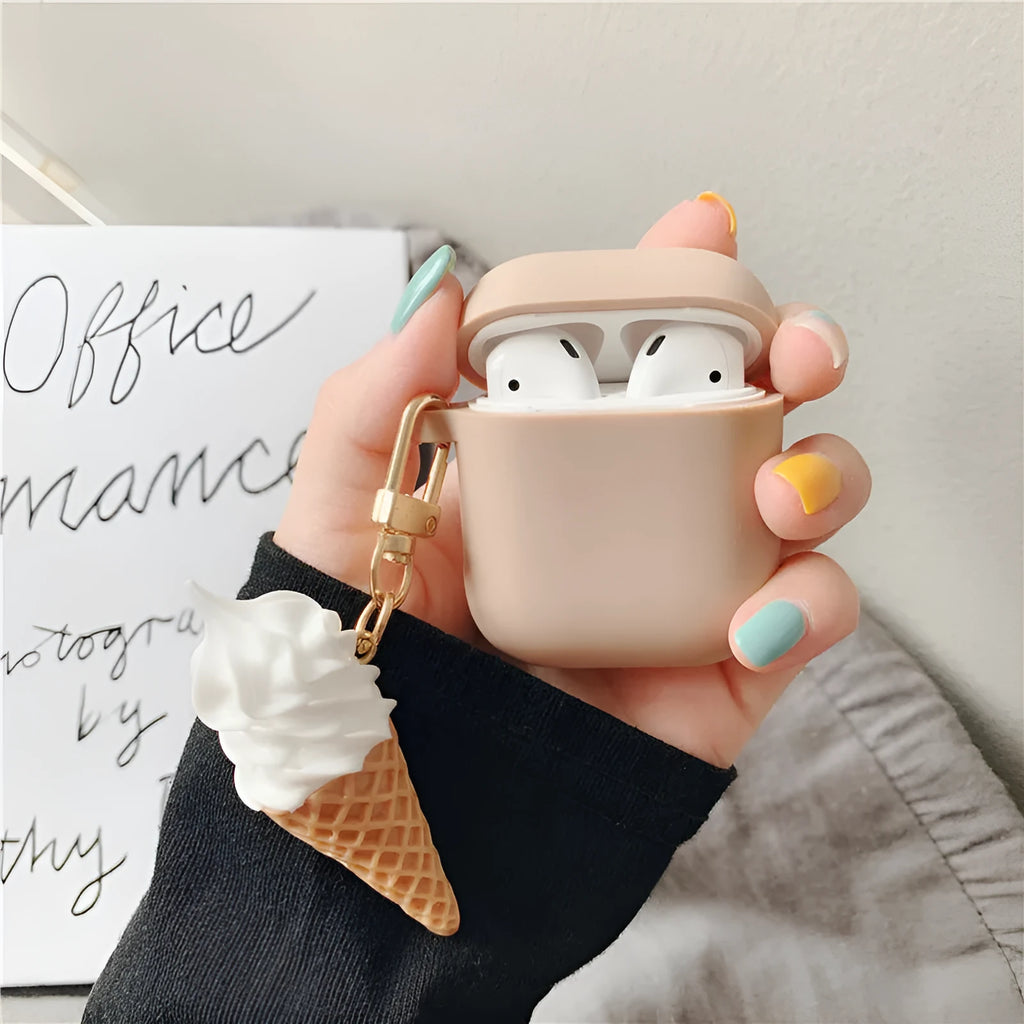 Silicone AirPods 2 case protector with Cylinder Ice Cream decorative design