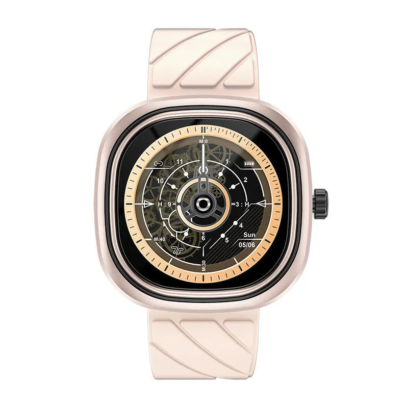 Bluetooth smart bracelet watch with 1.32-inch TFT touchscreen and black silicone wristband