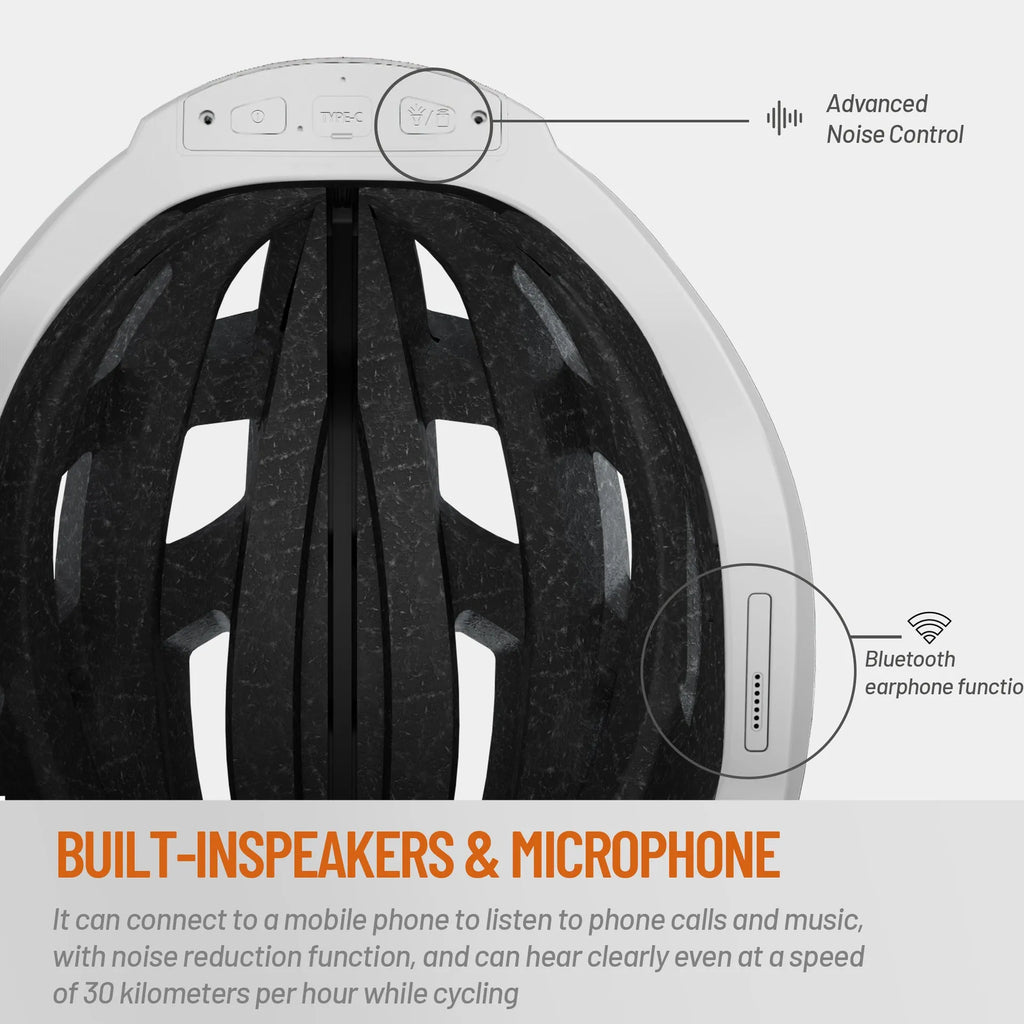 Black and grey smart cycling helmet with integrated warning lights for adult riders, free size 57-62cm
