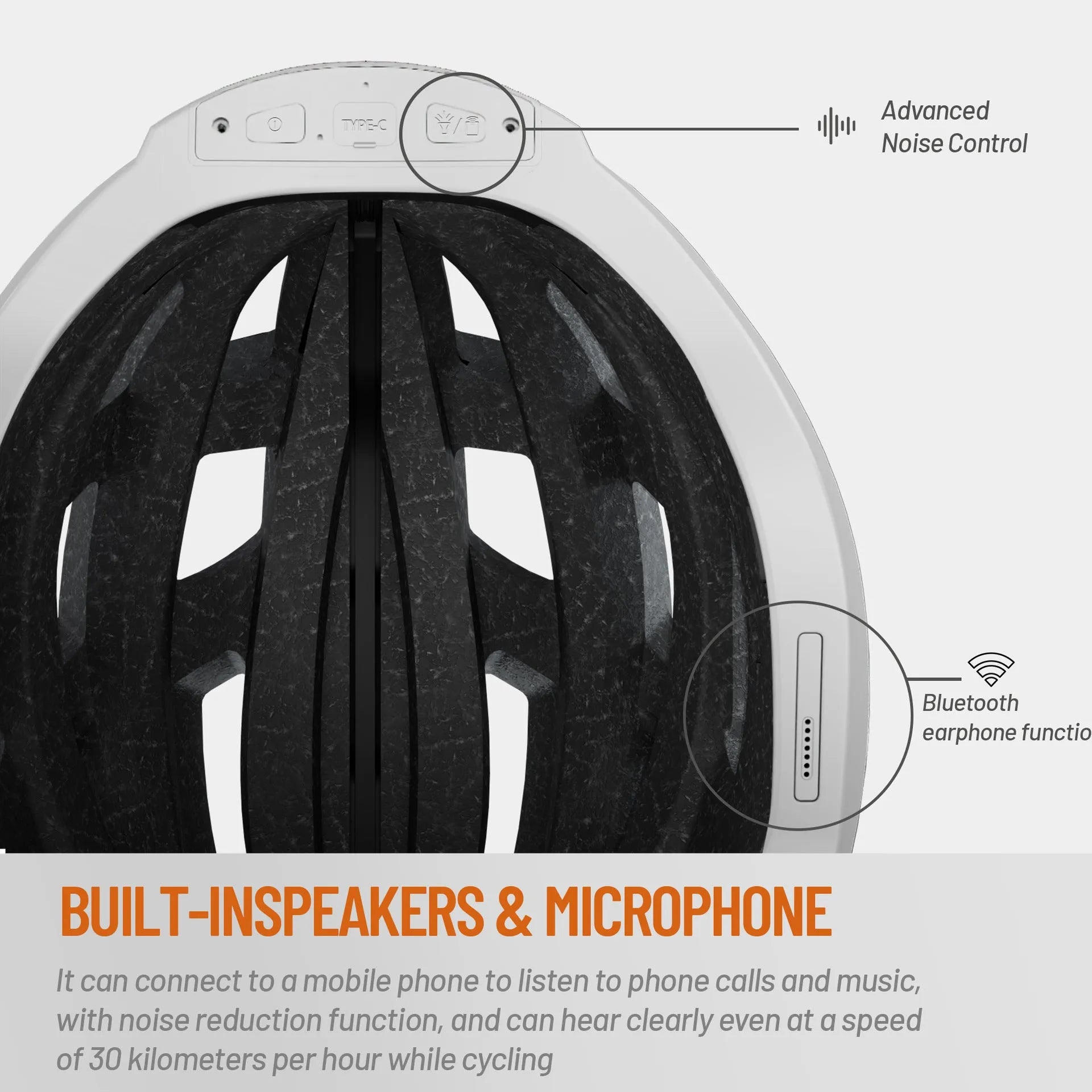 Black and grey smart cycling helmet with integrated warning lights for adult riders, free size 57-62cm