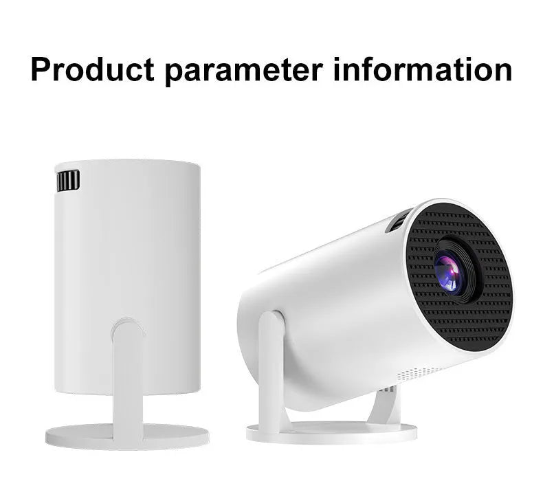 White portable mini projector with wireless HD projection capabilities for home viewing