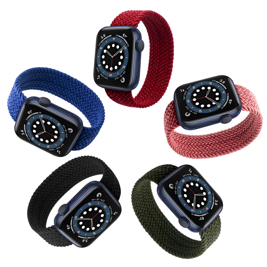 Woven nylon Apple Watch strap with plastic head closure in multiple colour options