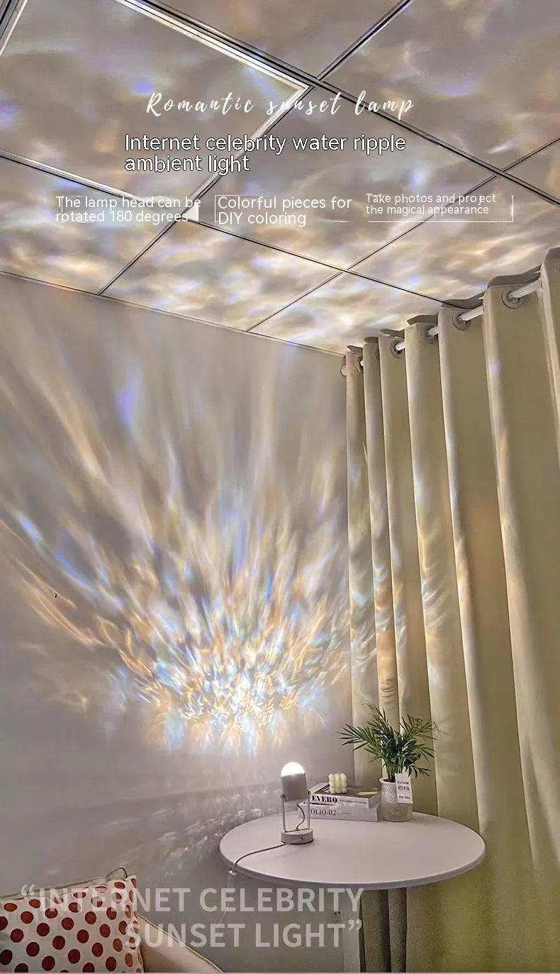 Dynamic water ripple ambience LED table lamp with ceiling and desktop mounting options