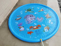 Blue PVC children's water spray mat with marine animals design for outdoor play