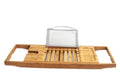 Bamboo bathtub frame desktop organiser for bathroom storage with single-tier shelving
