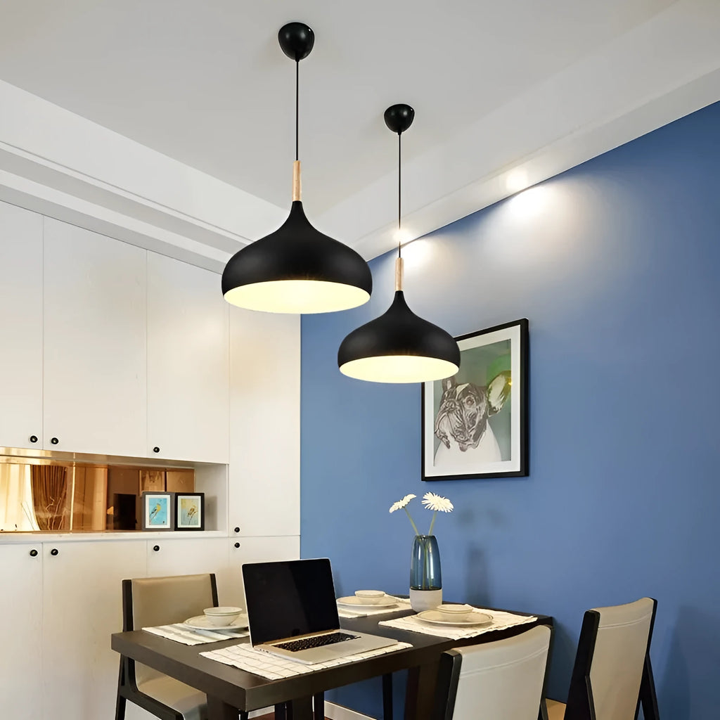 Adjustable zinc alloy pendant lamp in modern simple style with aluminium body and six colour options