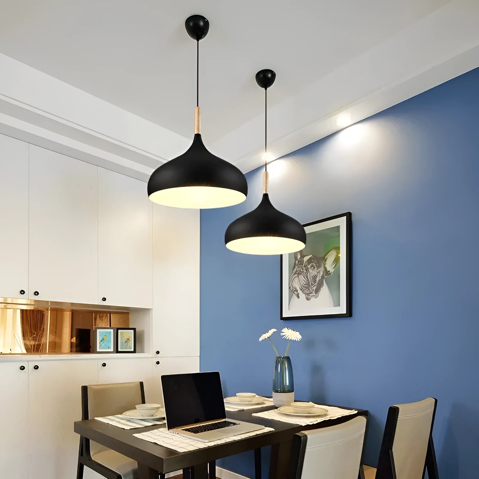 Adjustable zinc alloy pendant lamp in modern simple style with aluminium body and six colour options