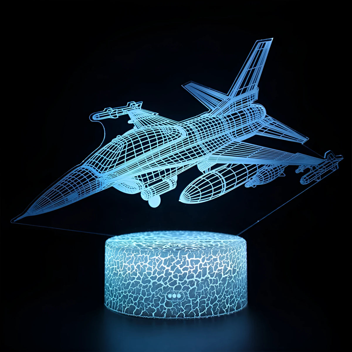 Cartoon airplane night light with acrylic shade and touch control.