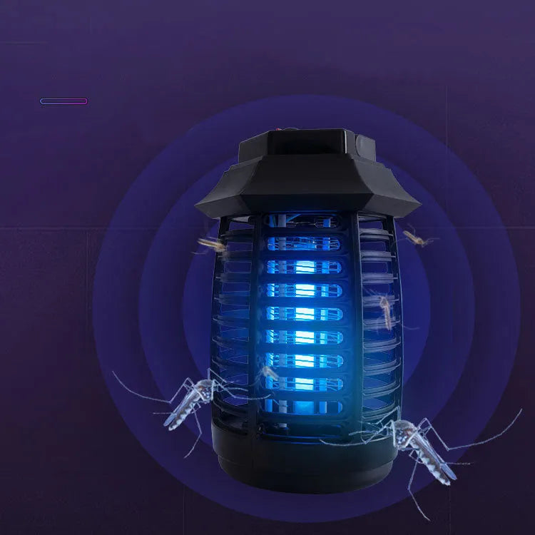 Black aromatherapy mosquito killer lamp with UV and LED tube options for indoor pest control.