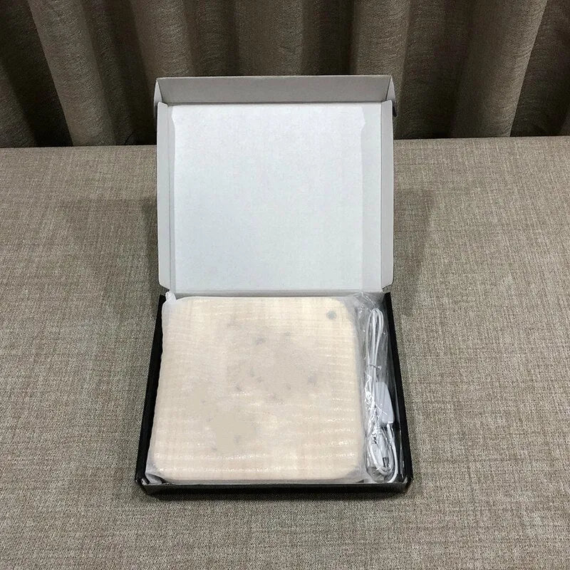 Wooden square LED atmosphere lamp with warm white 3D lighting and USB cable