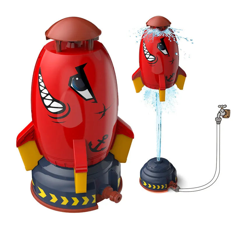 Water pressure rocket launcher toy with base and faucet connector, 14.8x29x14.8cm, for garden water play