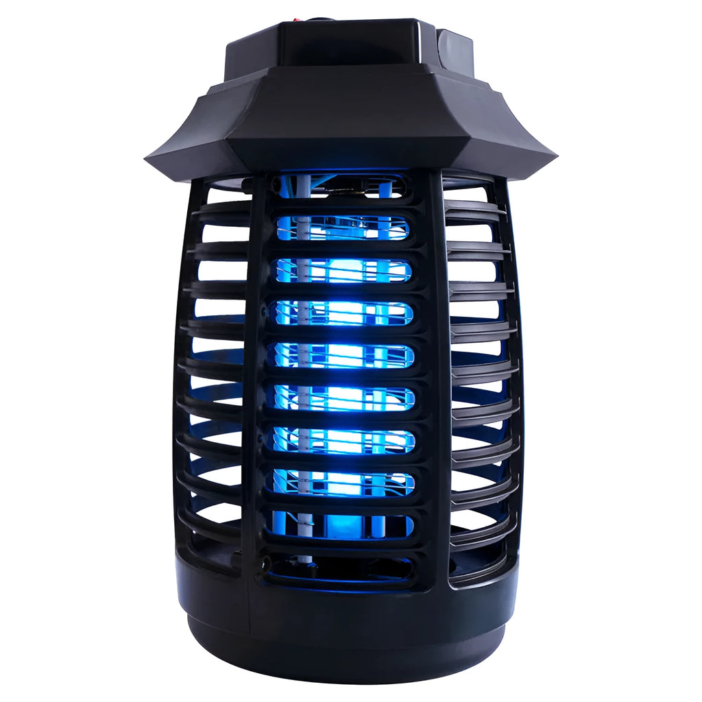 Black aromatherapy mosquito killer lamp with UV and LED tube options for indoor pest control.