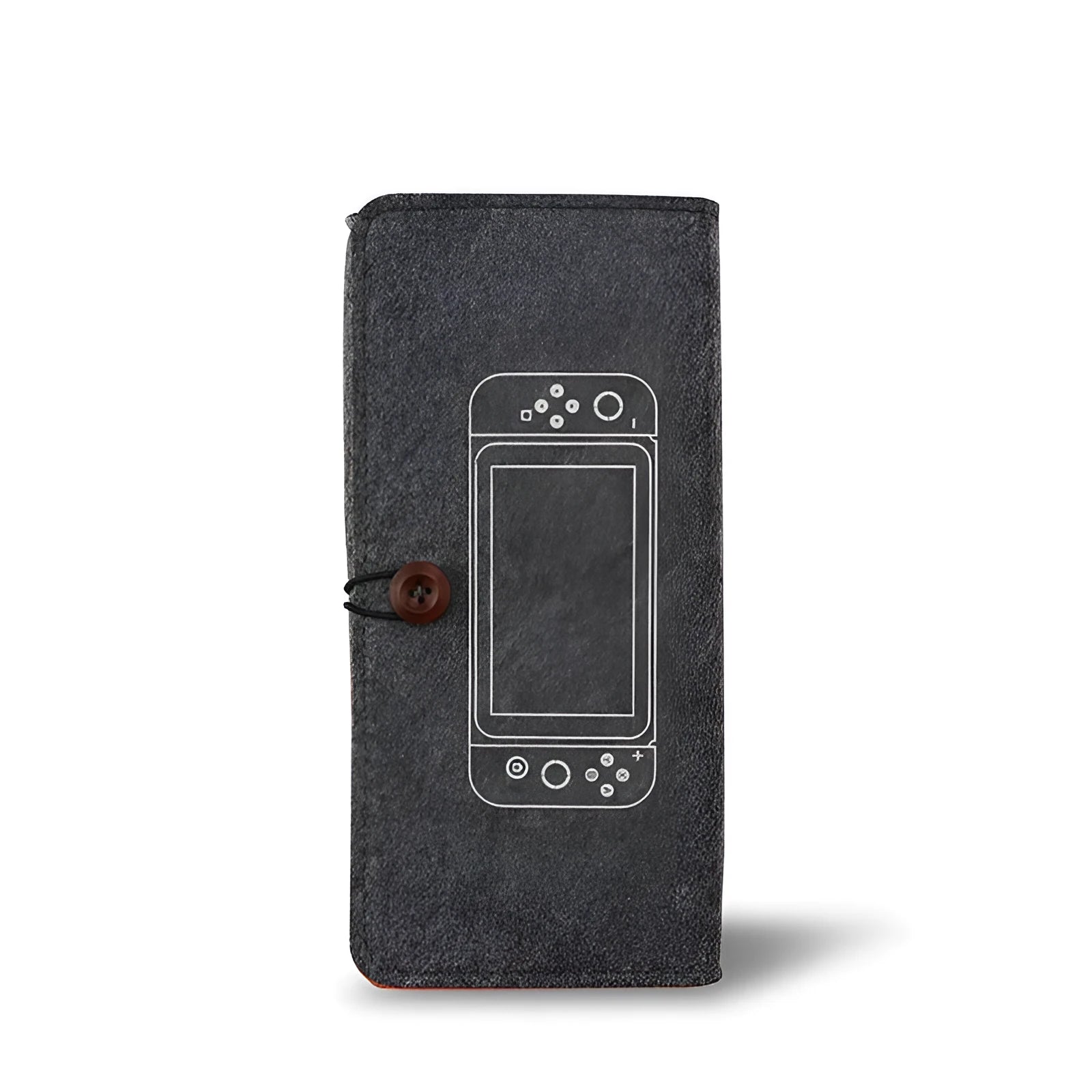 Black felt pouch for Nintendo Switch with game card slots and double layer storage compartments