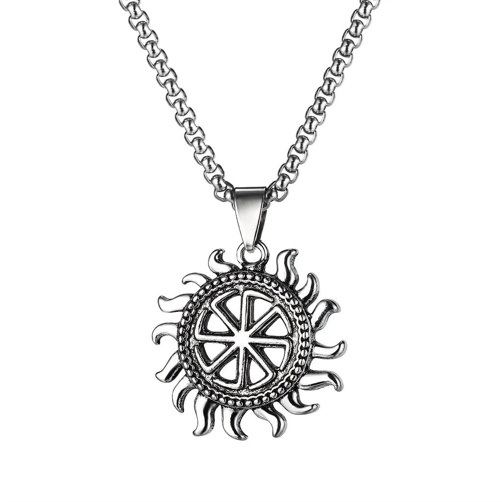 Men's silver stainless steel necklace with skull pendant designs on sports style chain