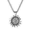 Men's silver stainless steel necklace with skull pendant designs on sports style chain