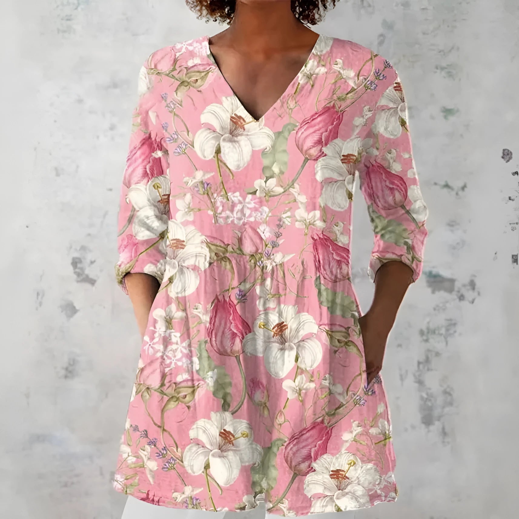Women's retro slim fit printed long-sleeved polyester top in various colour options