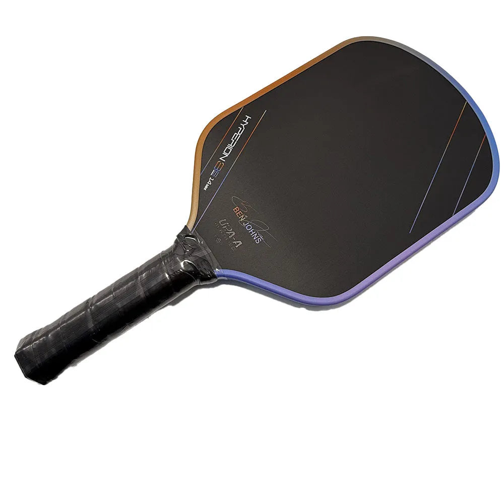 Aurora Hyperion 3s multi-colour matte pickleball racket showing carbon fibre construction.