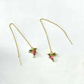 Long style bird hanging earrings with mixed zirconium wings in alloy electroplated construction