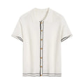 White women's cardigan with contrasting lapels and short sleeves
