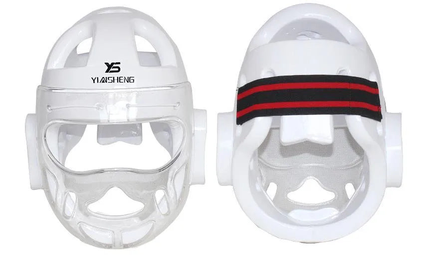 Karate helmet protective equipment for boxing in blue, red, or white colours with S, M, L, XL sizing options
