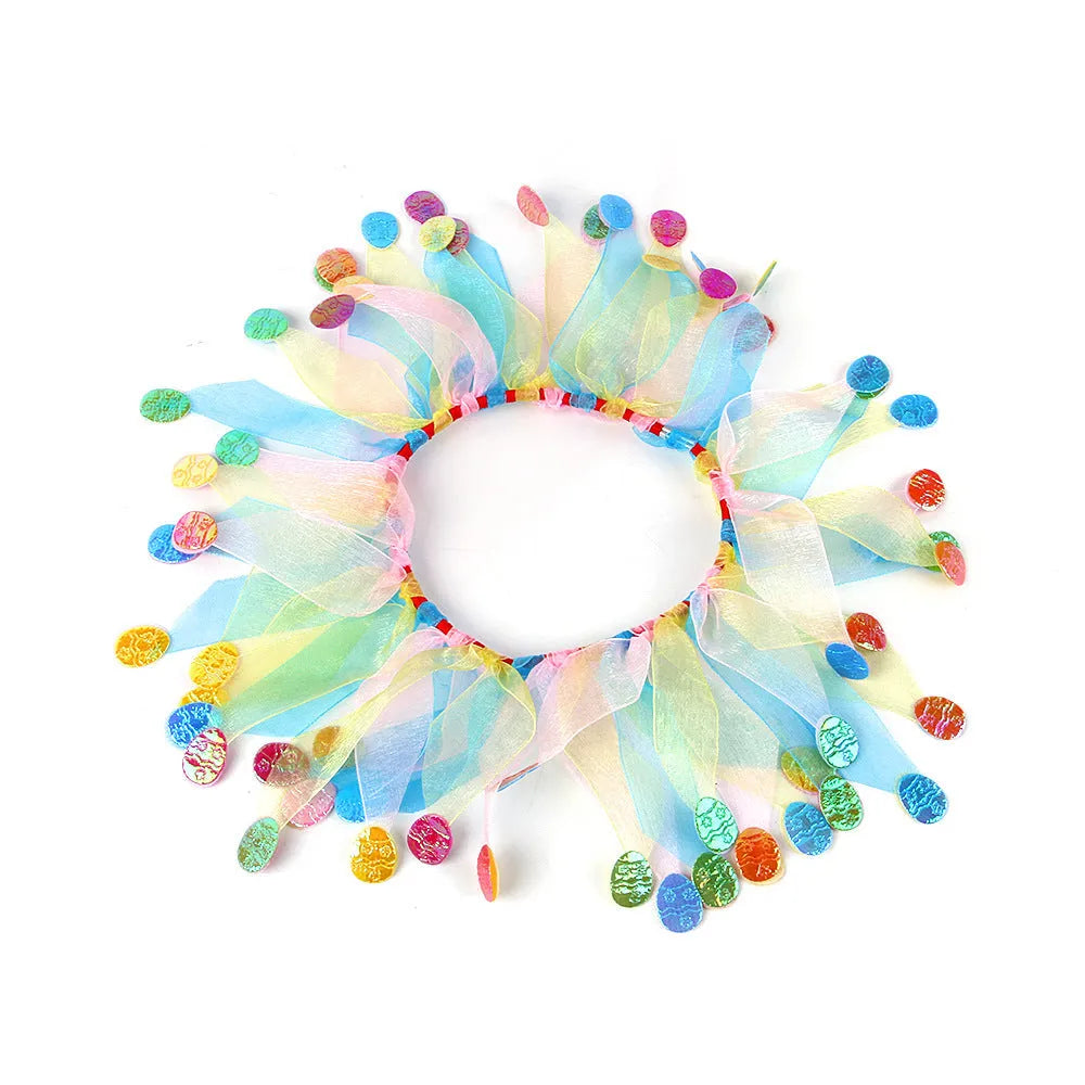 Tie-dyed cloth dog collar showing colour variations with Christmas and Halloween theme options