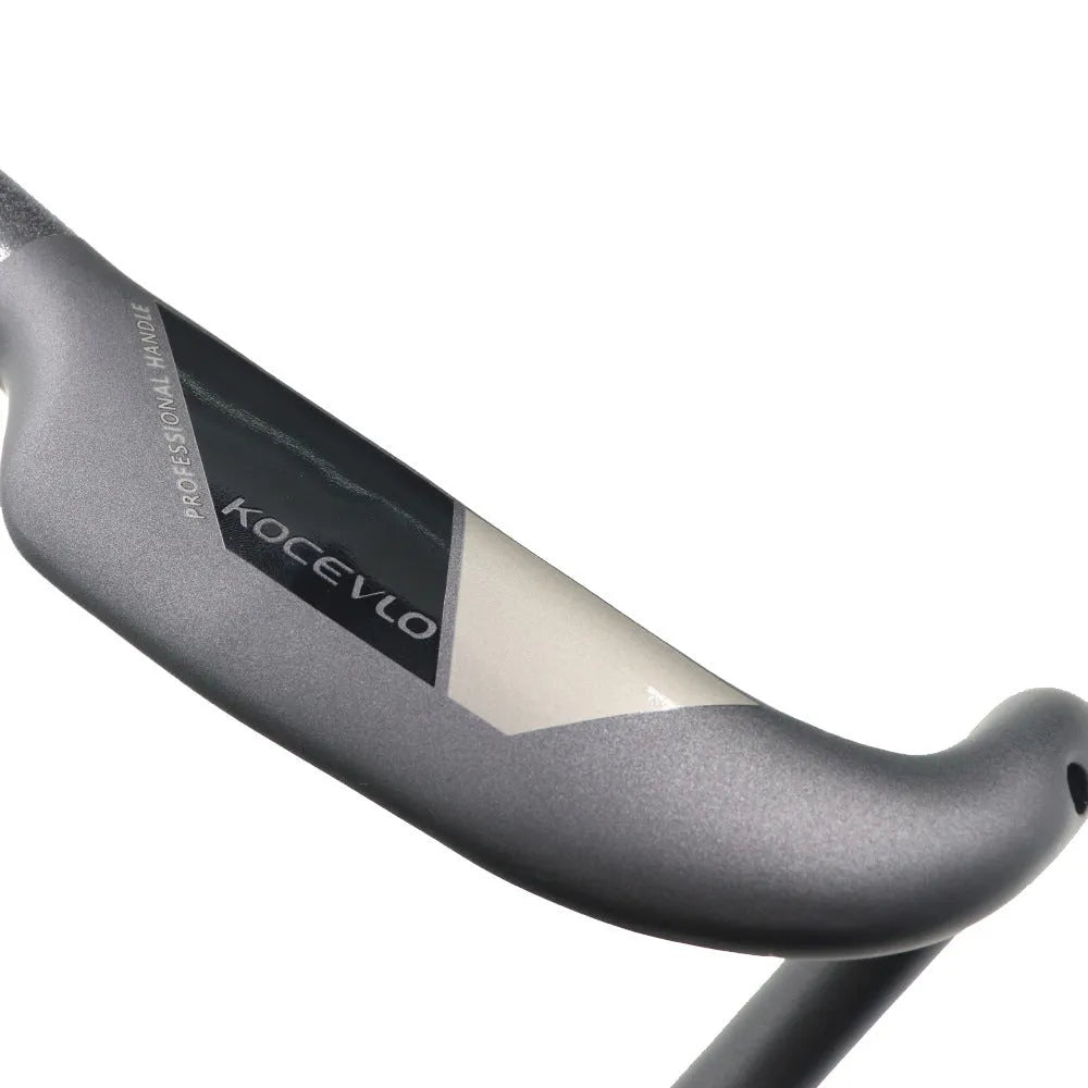 Wei Bike matt carbon fibre road bike handlebar with a 20-degree bent, shown in a neutral position.