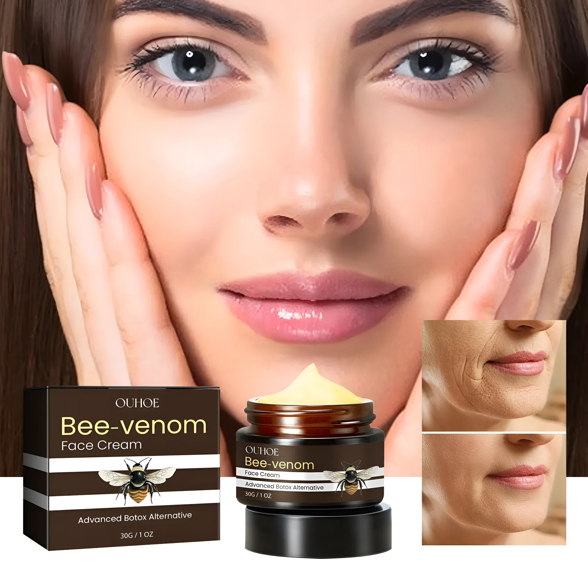 OUHOE Bee Firming Cream jar with 30g hydrating nourishing facial skincare product
