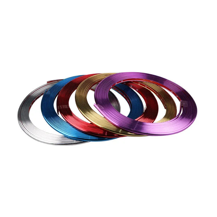 Galvanised wheel sticker guard circle in electroplated purple colour on 8 metre PVC roll