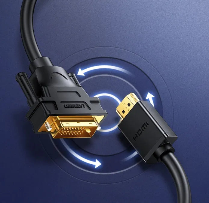 HDMI to HDMI converter cable with rotating connector, available in four lengths for laptop to display connections.