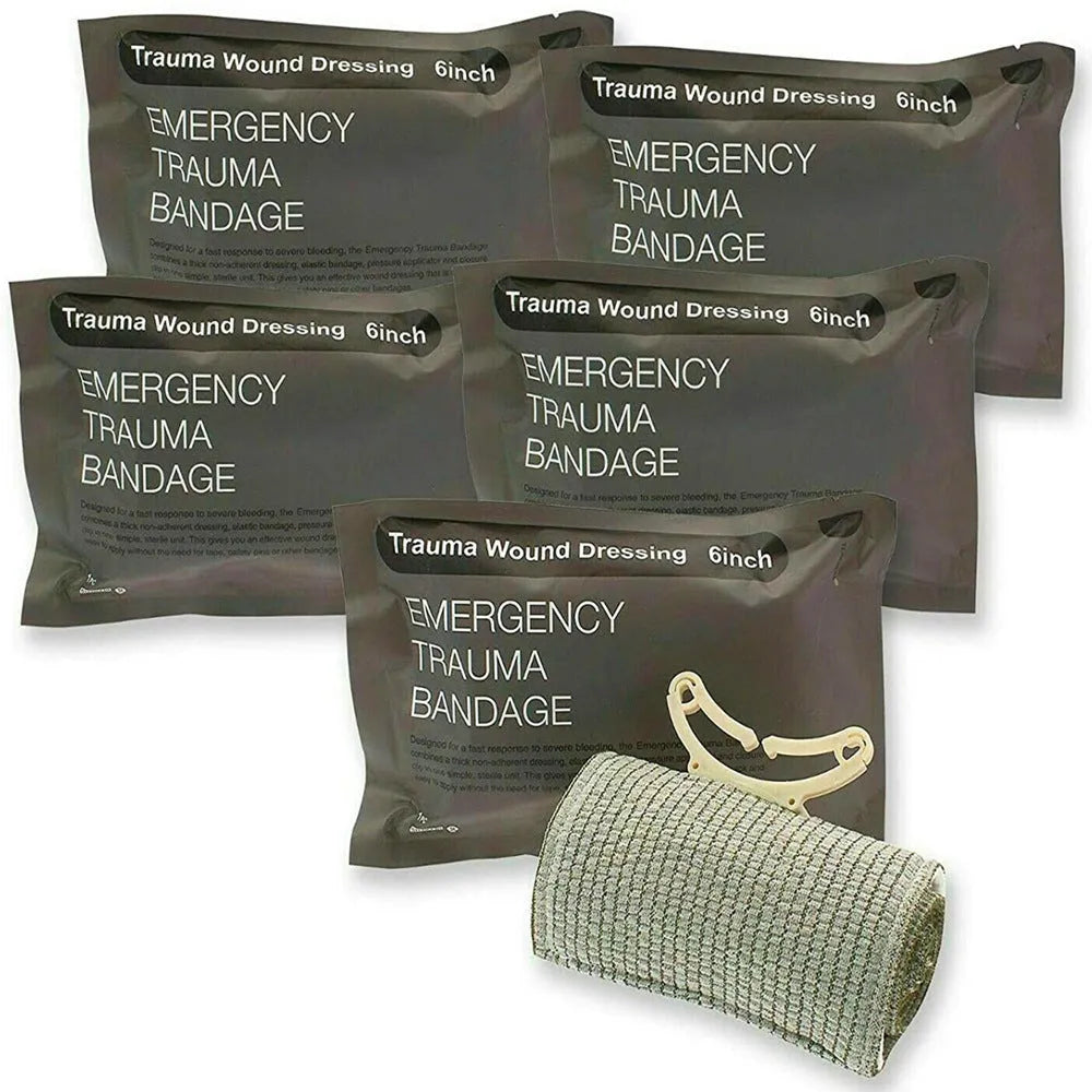 Taupe camouflage tactical first aid kit bag 20x13x11cm with emergency bandages, tourniquet, splint, mask, and tablets
