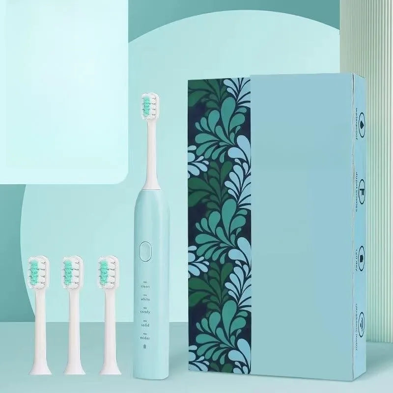 Yellow rechargeable smart electric toothbrush with soft bristles and a small duck design.