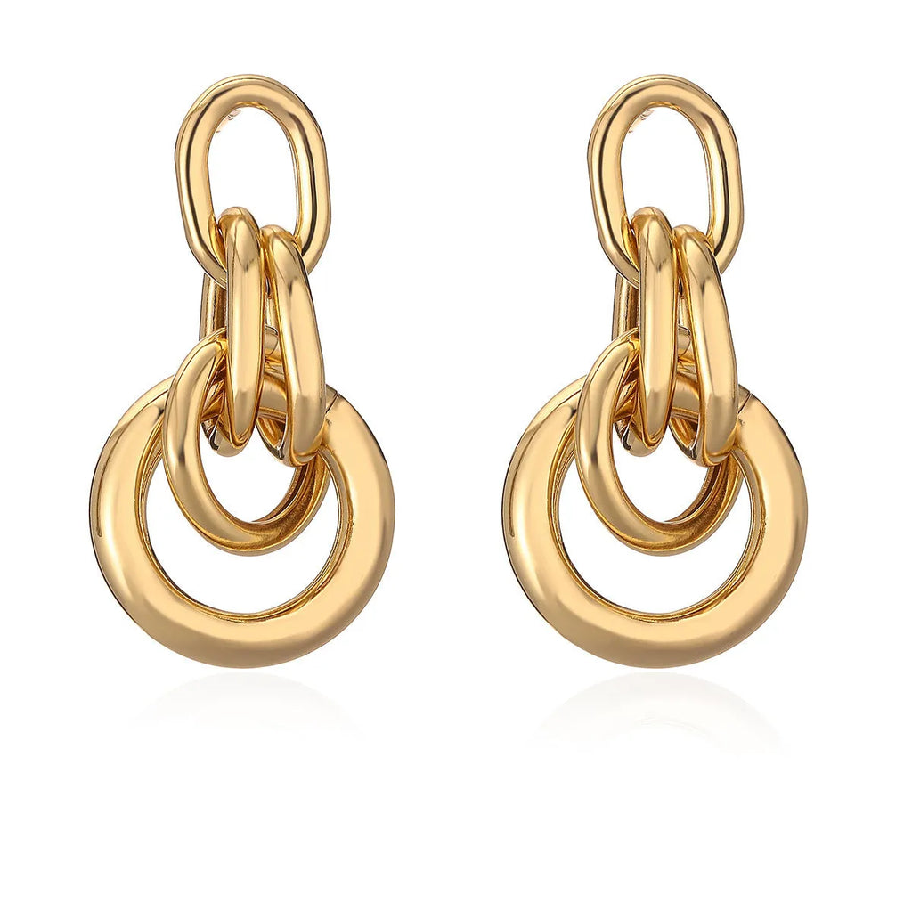 Gold geometric earrings for women with irregular copper shape and simple wild style