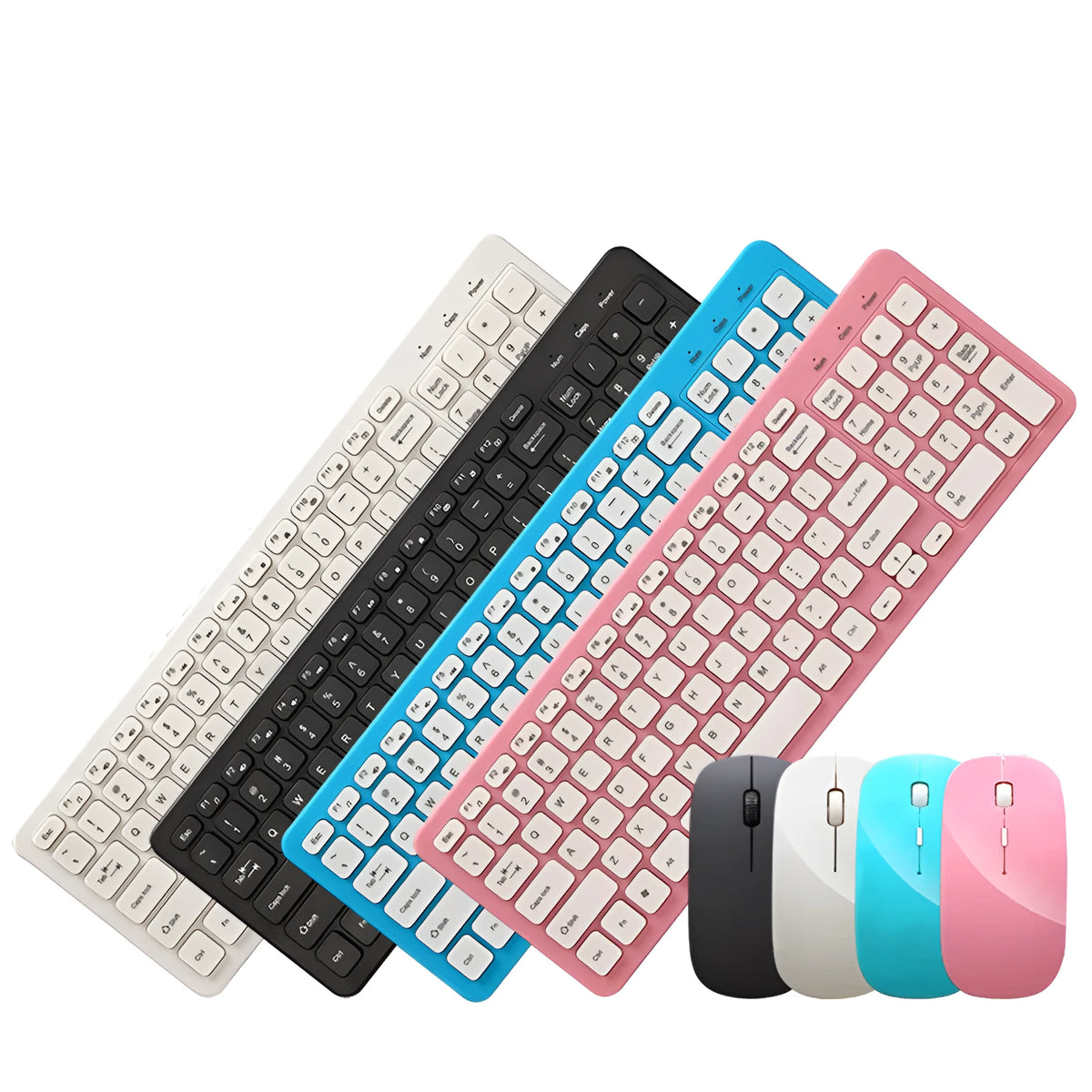 Wireless keyboard and mouse set in black with micro USB receiver and cable
